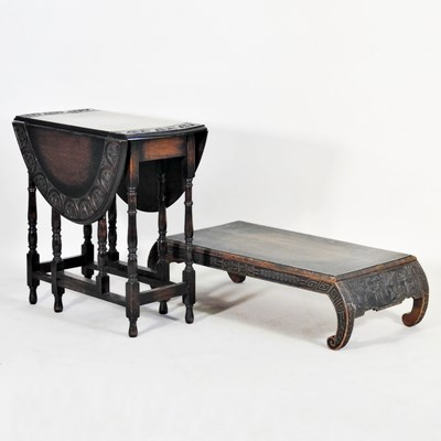 Lot 501 - A Chinese opium table, 103cm wide, together...
