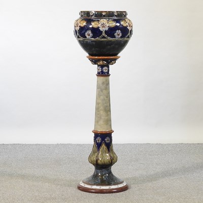 Lot 290 - A 19th century Royal Doulton stoneware jardinière on stand