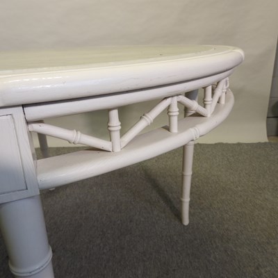 Lot 91 - A cream painted marble top dining table