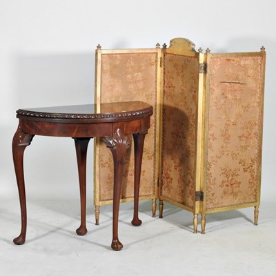 Lot 312 - An early 20th century folding card table, on...