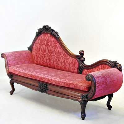Lot 588 - A Victorian carved mahogany and red...