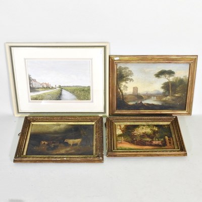 Lot 560 - King, 19th century, landscape with cattle,...