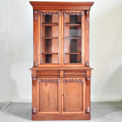 Lot 567 - A Victorian mahogany cabinet bookcase, on a...