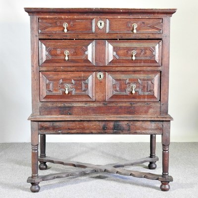 Lot 316 - An 18th century continental moulded oak chest,...