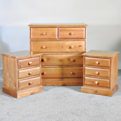 Lot 360 - A modern pine chest of two over three drawers,...