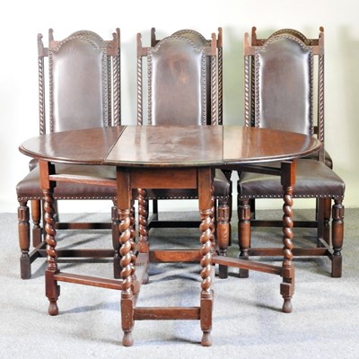 Lot 347 - A set of six early 20th century oak high back...