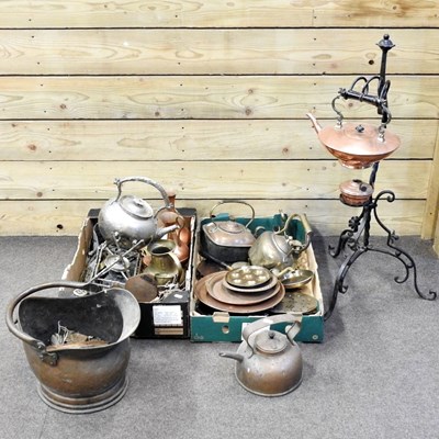 Lot 454 - An early 20th century copper kettle, on a...