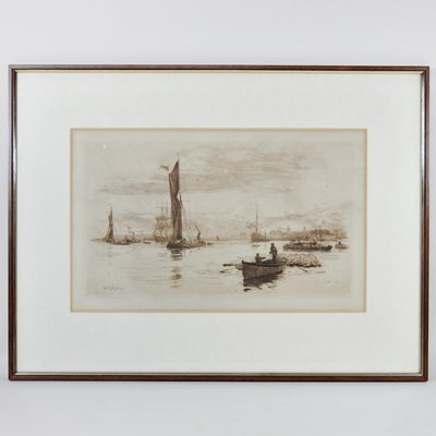 Lot 60 - William Lionel Wyllie, 1851-1931, river scene...