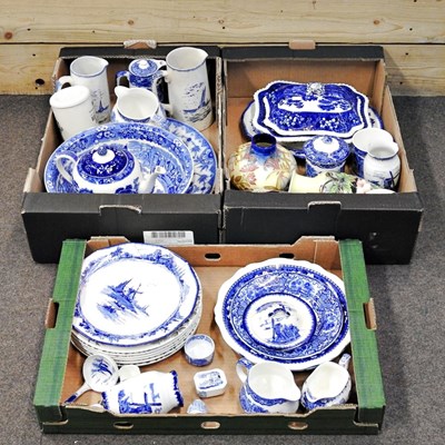 Lot 195 - A collection of Staffordshire blue and white...