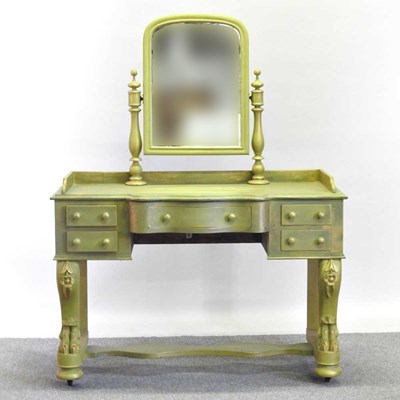 Lot 263 - A green painted dressing table, with a swing...