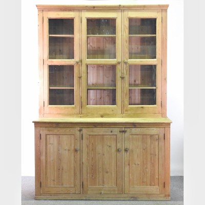 Lot 350 - An antique pine dresser, with a glazed upper...