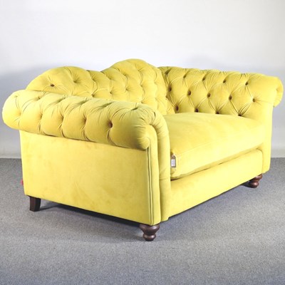 Lot 20 - A contemporary lime green velvet upholstered...