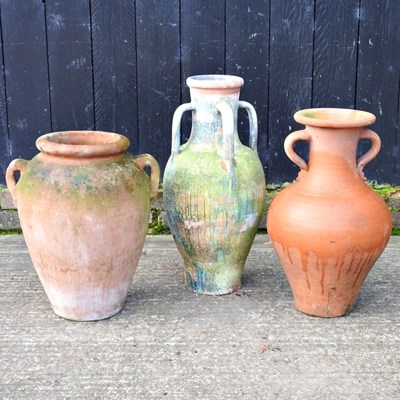 Lot 156 - A terracotta amphora garden pot, 63cm high,...