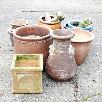 Lot 502 - A collection of glazed garden pots