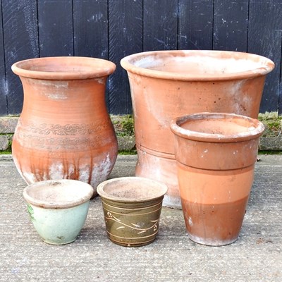 Lot 469 - A collection of glazed garden pots