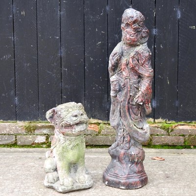 Lot 305 - An oriental cast stone garden statue, 103cm...