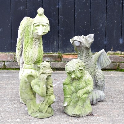 Lot 300 - Four various cast stone garden figures (4)