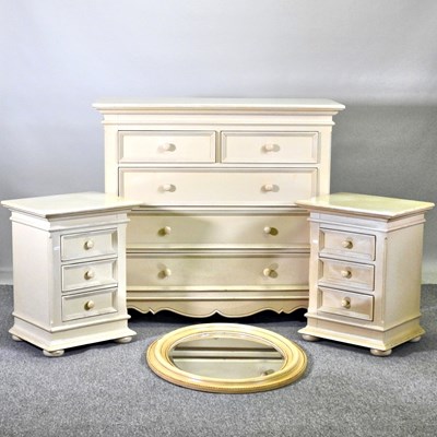 Lot 275 - A cream painted chest of drawers, 112cm wide,...