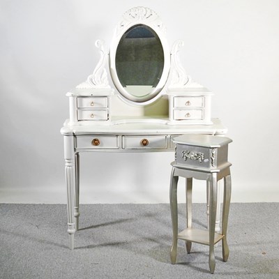 Lot 520 - A white painted dressing table, together with...