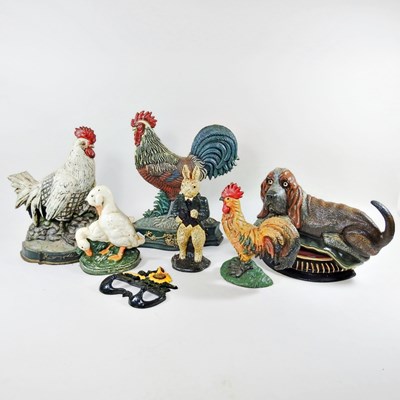 Lot 342 - A collection of painted cast iron novelty...