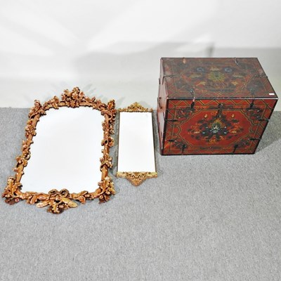 Lot 369 - An ornate gilt framed wall mirror, together...