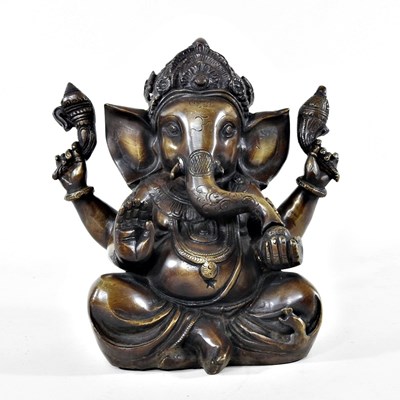 Lot 471 - An Eastern bronzed figure of Ganesh, 22cm high