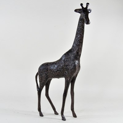 Lot 333 - A cast metal model of a giraffe, 54cm high