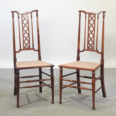 Lot 730 - A pair of Edwardian mahogany and inlaid salon chairs