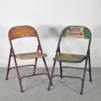 Lot 299 - A painted metal folding advertising chair,...