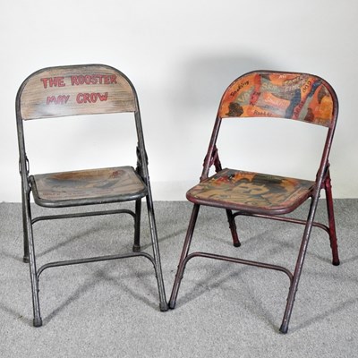 Lot 459 - Two painted metal folding advertising chairs (2)