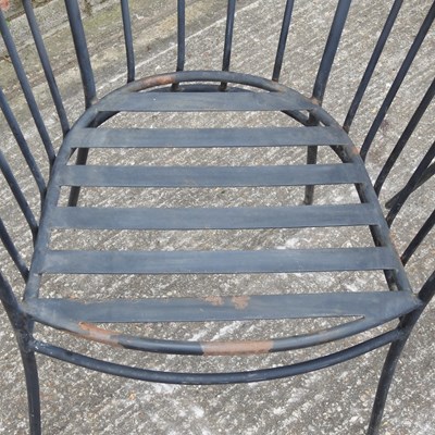 Lot 381 - A set of six black painted metal garden chairs