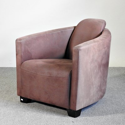 Lot 537 - A modern brown velvet upholstered armchair, of...