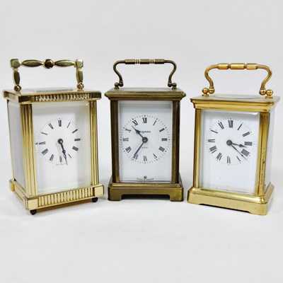 Lot 332 - A French brass cased carriage clock, with a...