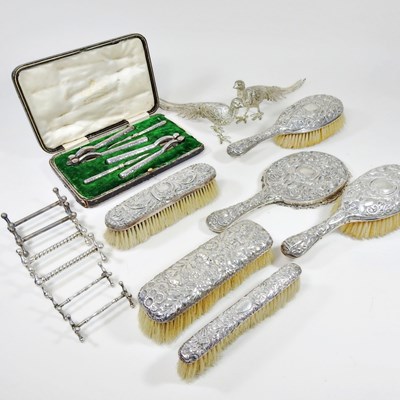 Lot 126 - A Victorian silver mounted part dressing table...