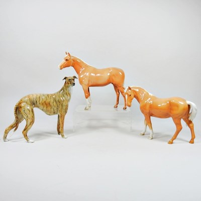 Lot 74 - Two Beswick palomino horses, together with a...