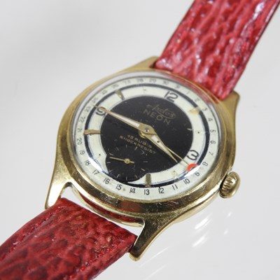 Lot 86 - A mid 20th century Arctos Neon gold plated wristwatch
