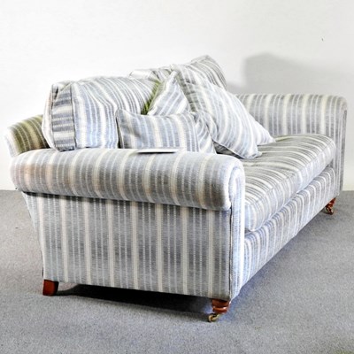 Lot 45 - A Duresta blue striped upholstered sofa, with...