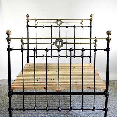 Lot 53 - An early 20th century brass and iron bedstead,...