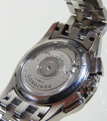 Lot 41 - A modern Longines automatic steel cased chronograph wristwatch