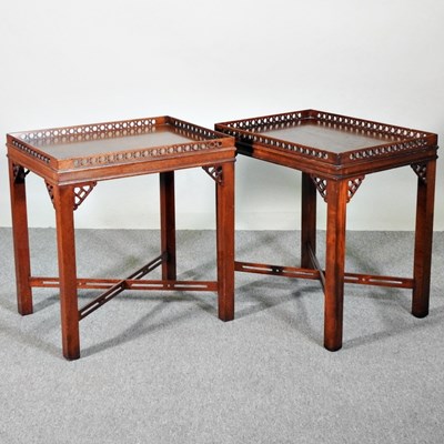 Lot 581 - A pair of mahogany Chippendale style side...