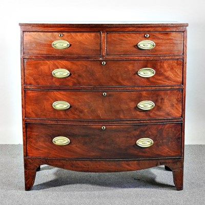 Lot 86 - A 19th century mahogany bow front chest of...