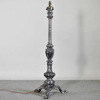 Lot 433 - A large Italian style silvered standard lamp,...