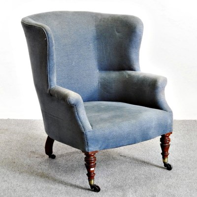 Lot 523 - A Regency blue upholstered barrel back...