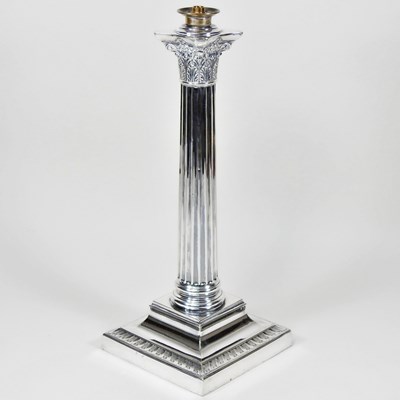 Lot 38 - An early 20th century silver plated table lamp...