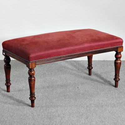 Lot 356 - A large Edwardian red upholstered footstool,...