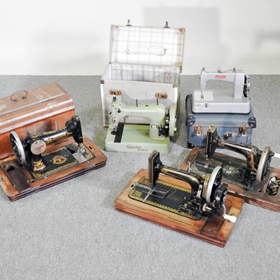 Lot 413 - A collection of antique sewing machines (5)