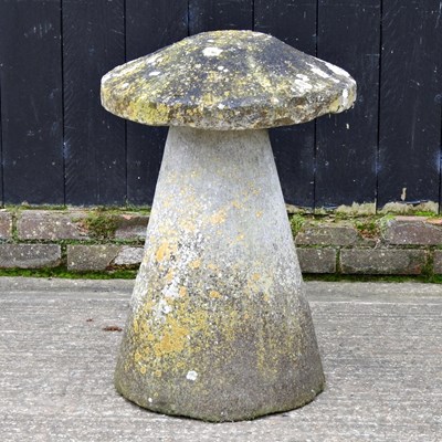 Lot 52 - A cast stone staddle stone, 75cm high