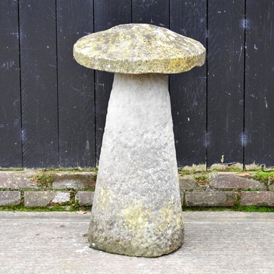 Lot 4 - A cast stone staddle stone, 84cm high