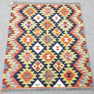 Lot 61 - A Persian kilim, with coloured diamonds, 137 x...