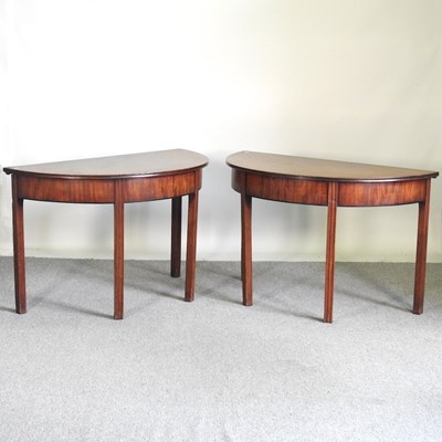 Lot 425 - A pair of George III mahogany D-shaped side...